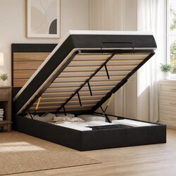 Black Velvet King Single Ottoman Bed with Storage Lift
