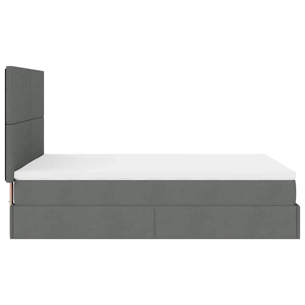 Ottoman Bed Grey Queen Fabric Pocket Spring Mattress LED Lights Storage