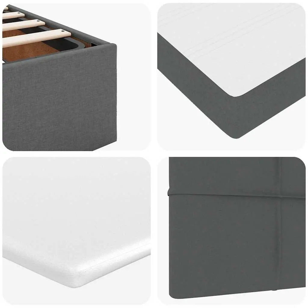 Ottoman Storage Bed Queen Grey Upholstered Fabric Frame with Pocket Spring Mattress and LED Lights