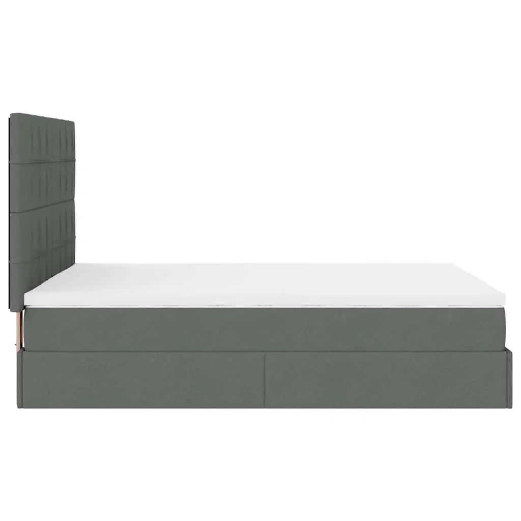 Ottoman Storage Bed Queen Grey Upholstered Fabric Frame with Pocket Spring Mattress and LED Lights