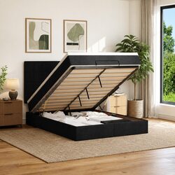 Queen Ottoman Bed with Storage and Pocket Spring Mattress