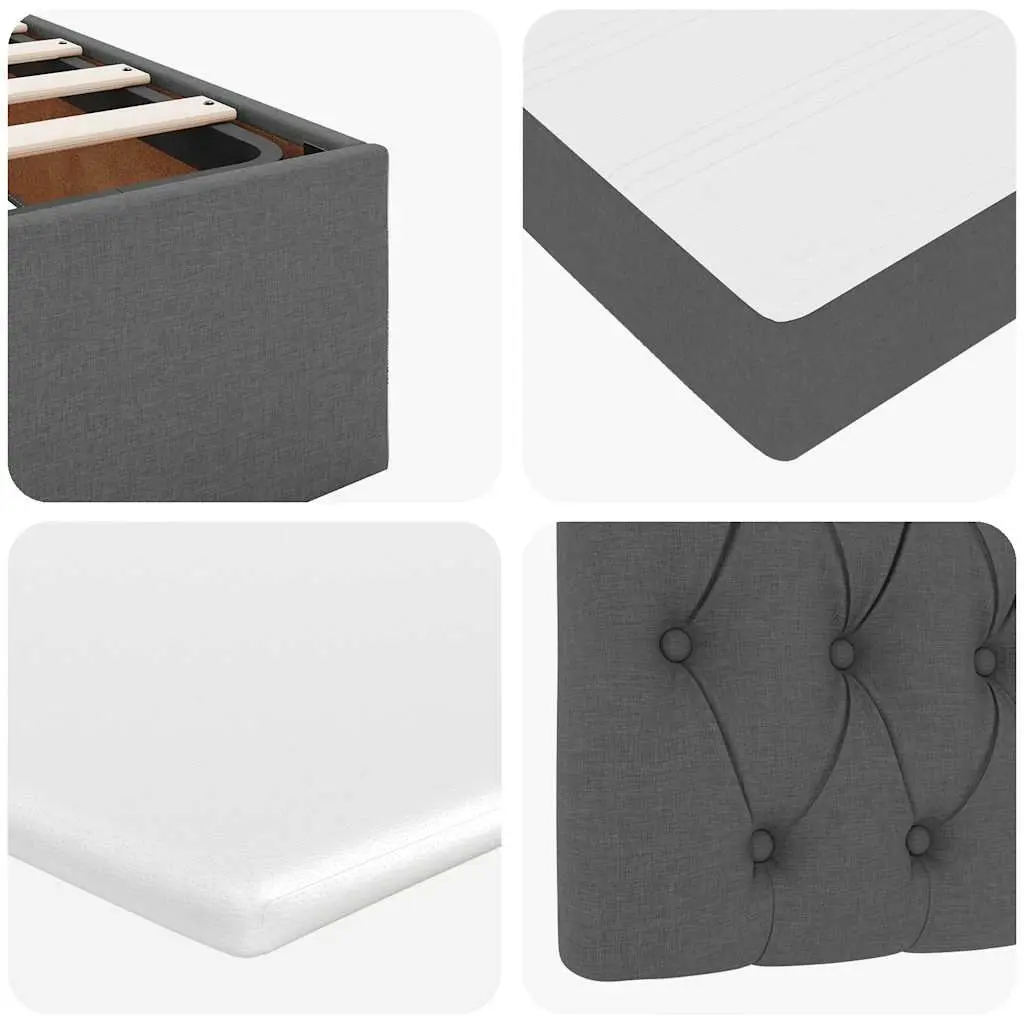 Ottoman Bed Grey Fabric Queen Size Pocket Spring Mattress with LED Lights and Hydraulic Lift Storage