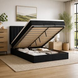 Elegant Queen Ottoman Bed with Pocket Spring Mattress