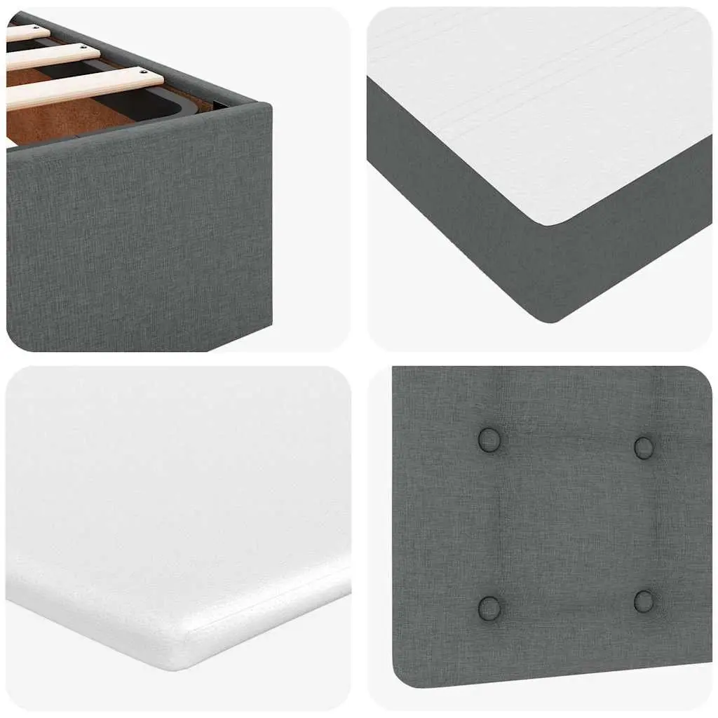 Ottoman Bed Grey Fabric Queen Pocket Spring Mattress with LED Lights