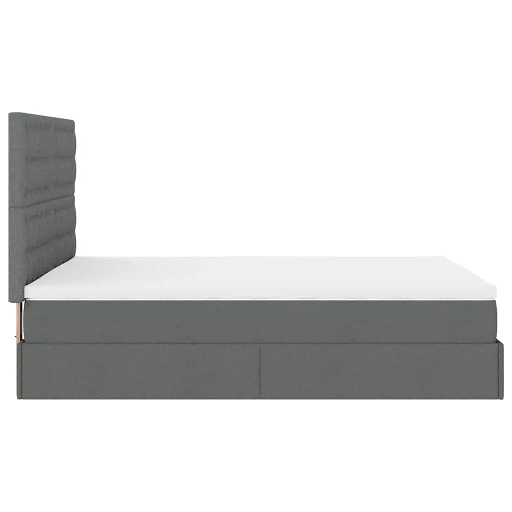 Ottoman Bed Grey Fabric Queen Pocket Spring Mattress with LED Lights