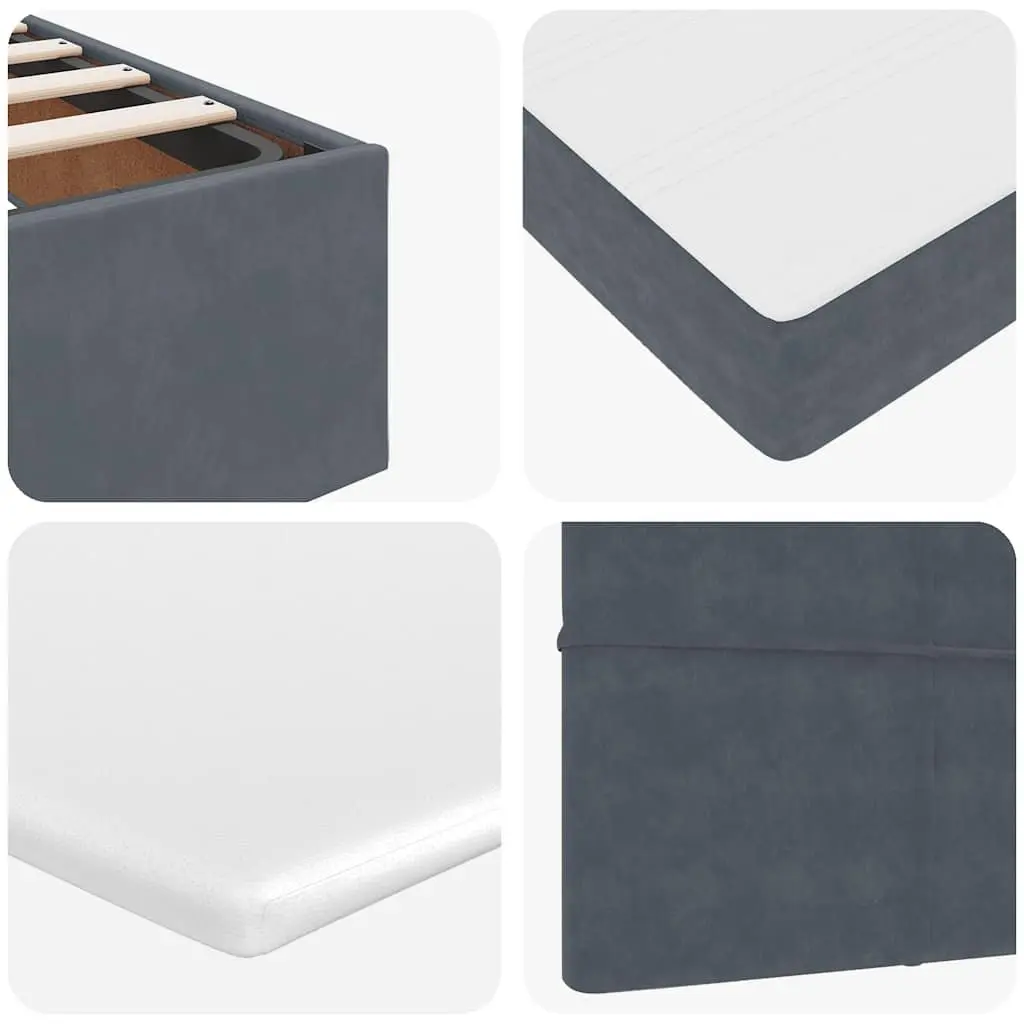 Ottoman Bed Grey Velvet Queen Pocket Spring Mattress Topper with LED Lights