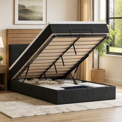 King Single Ottoman Bed with Velvet Upholstery