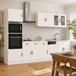 7-Piece White Kitchen Cabinet Set with Adjustable Feet