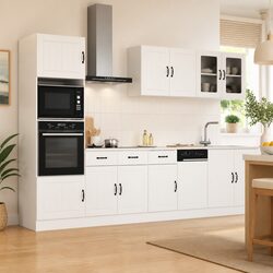 7 Piece White Kitchen Cabinet Set for Elegant Storage