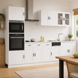 7-Piece White Kitchen Cabinet Set with Adjustable Feet