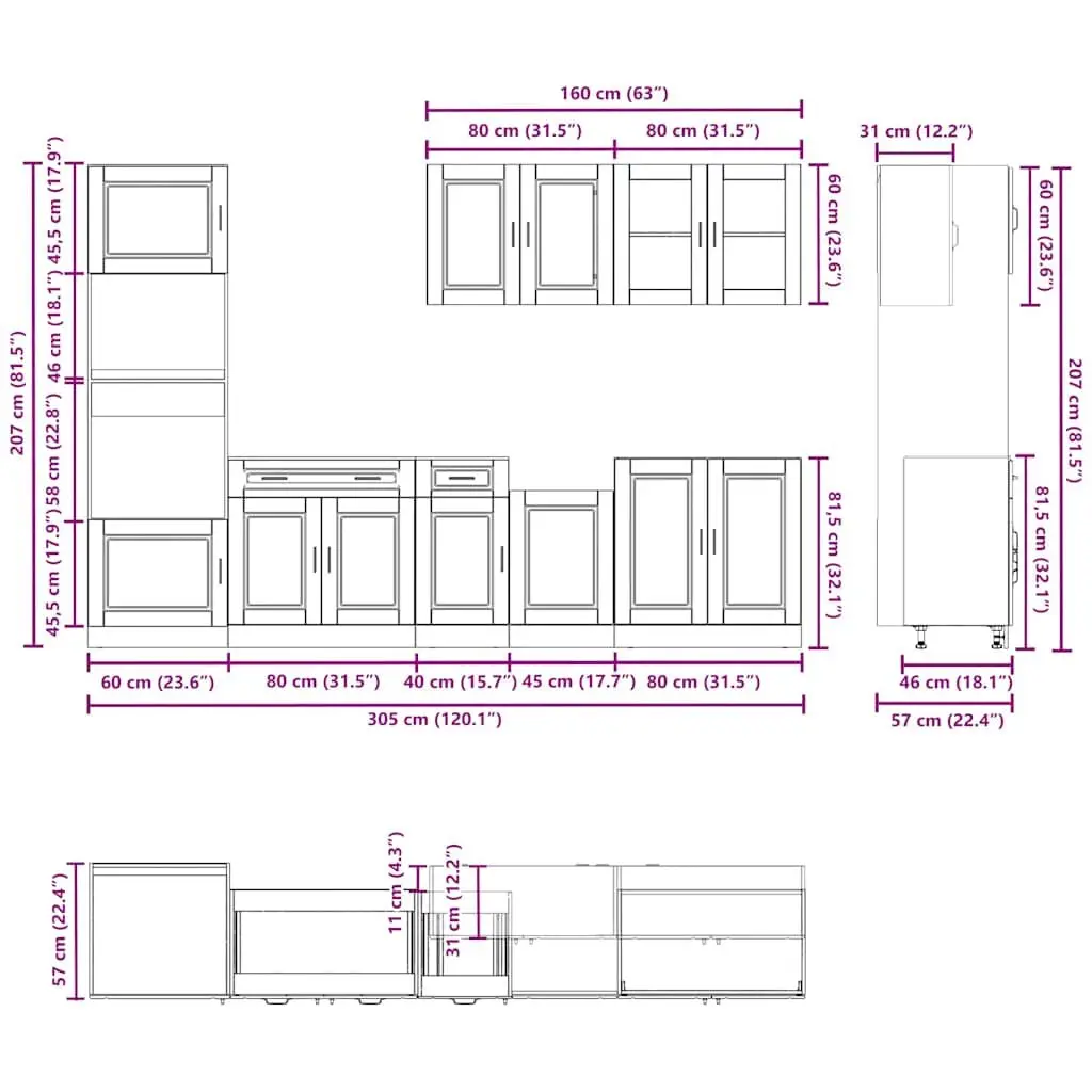 7 Piece Kitchen Cabinet Set White Engineered Wood Adjustable Storage Furniture