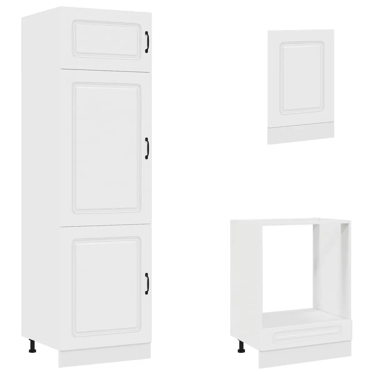 7 Piece Kitchen Cabinet Set Engineered Wood White Storage Furniture with Compartments