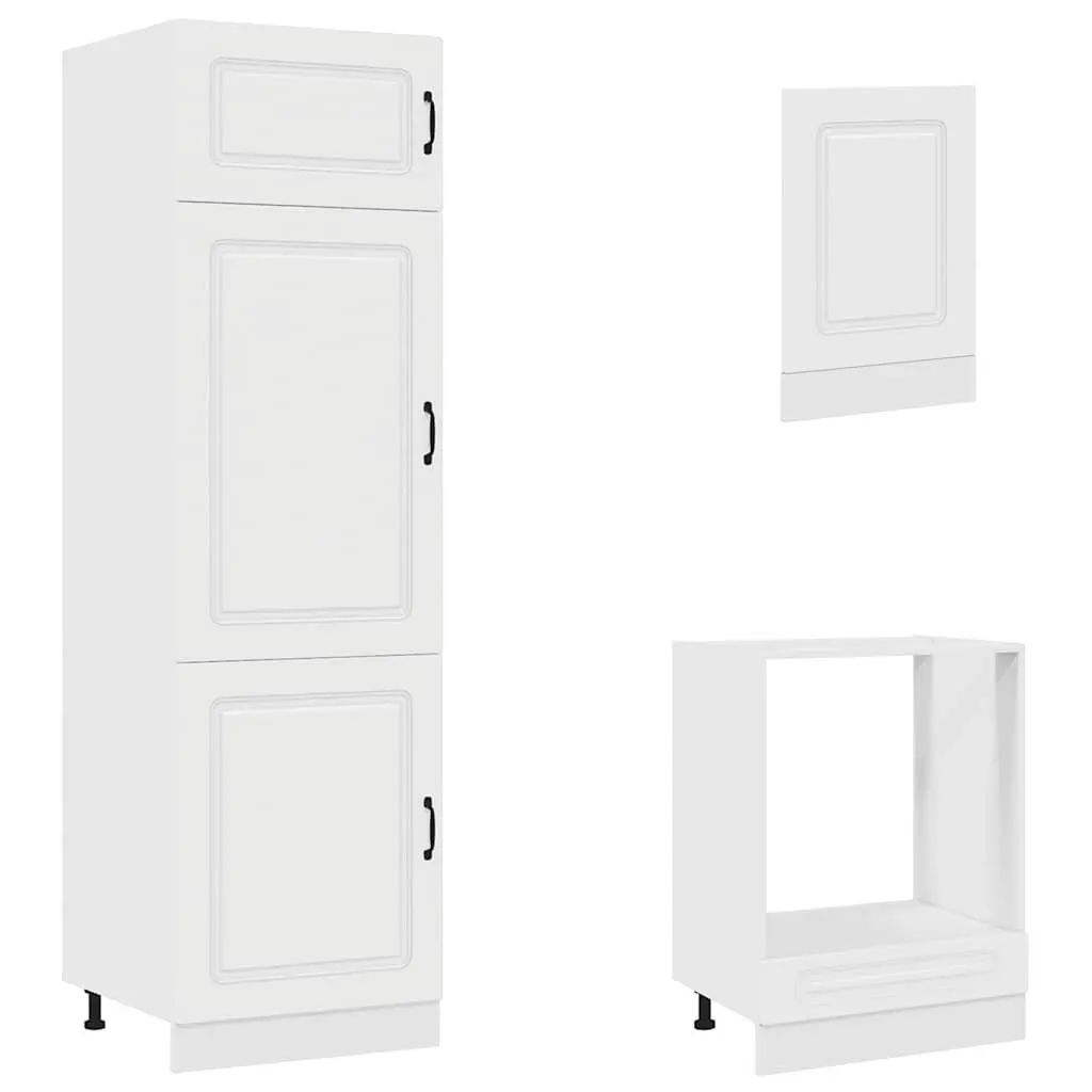 7 Piece Kitchen Cabinet Set Engineered Wood White Storage Furniture with Compartments