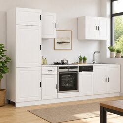 Elegant 7 Piece White Kitchen Cabinet Set