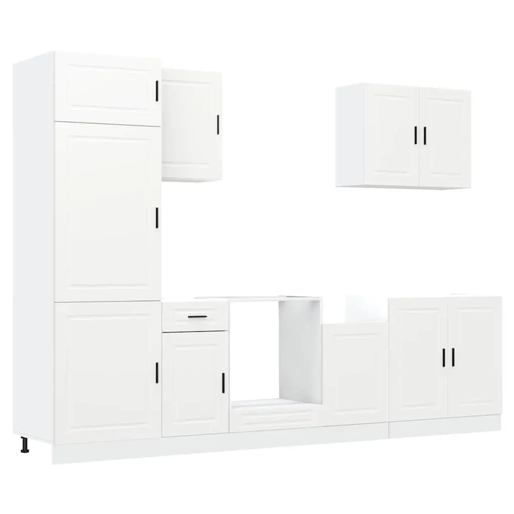 7 Piece Kitchen Cabinet Set White Engineered Wood Storage Cupboard Furniture