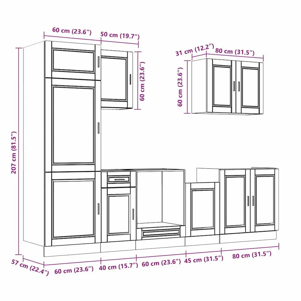7 Piece Kitchen Cabinet Set White Engineered Wood Storage Cupboard Furniture