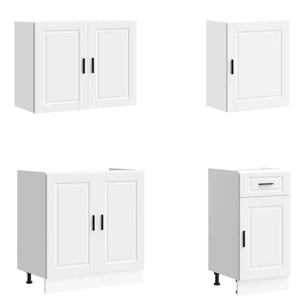 7 Piece Kitchen Cabinet Set White Engineered Wood Storage Cupboard Furniture