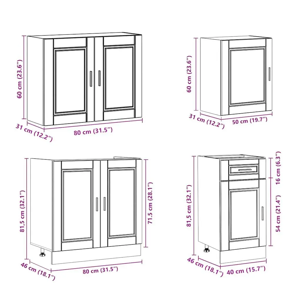7 Piece Kitchen Cabinet Set White Engineered Wood Storage Cupboard Furniture