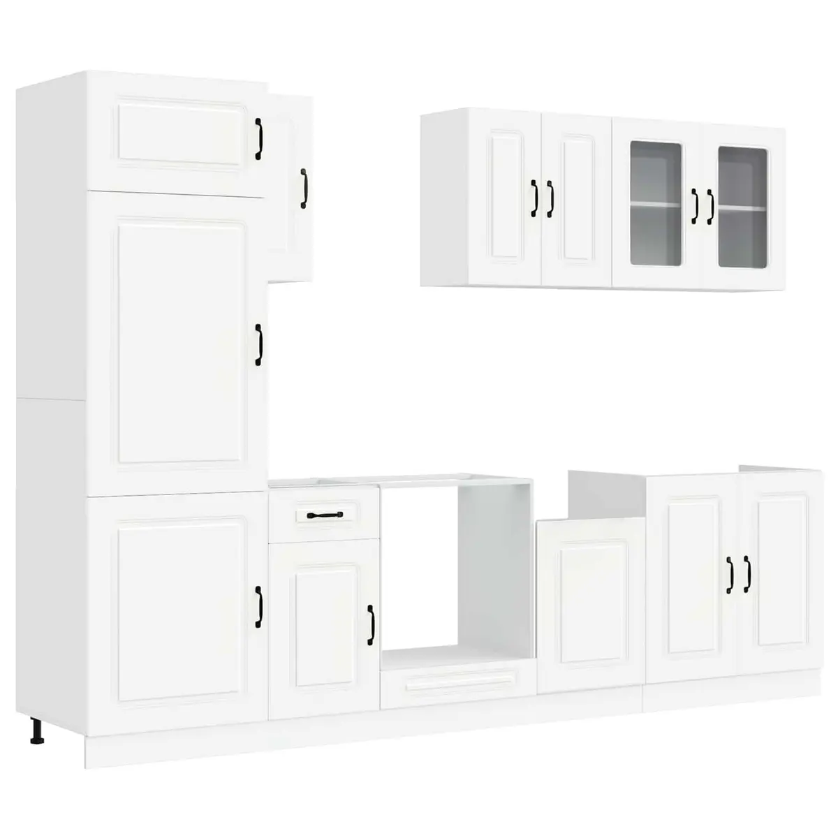8 Piece Set Kitchen Units White Storage Cabinets Engineered Wood Furniture