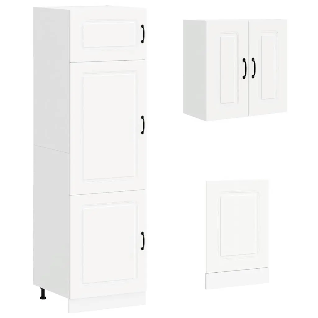 8 Piece Set Kitchen Units White Storage Cabinets Engineered Wood Furniture