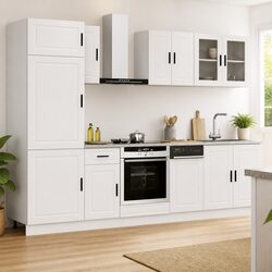 8-Piece White Kitchen Cabinet Set for Organised Storage