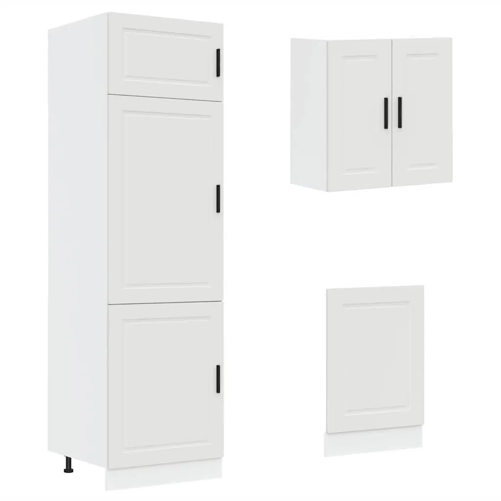 Kitchen Cabinet Set White 8 Piece Engineered Wood Storage Cupboard Adjustable