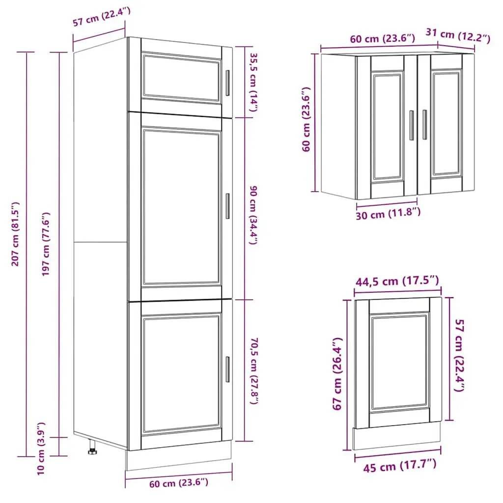 Kitchen Cabinet Set White 8 Piece Engineered Wood Storage Cupboard Adjustable