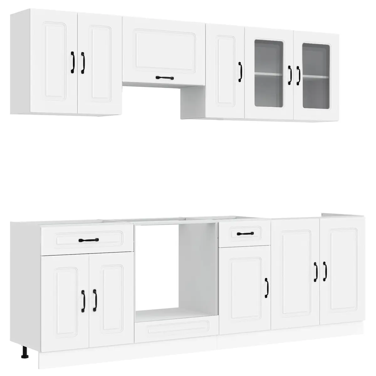 8 Piece Kitchen Cabinet Set White Engineered Wood Storage Furniture