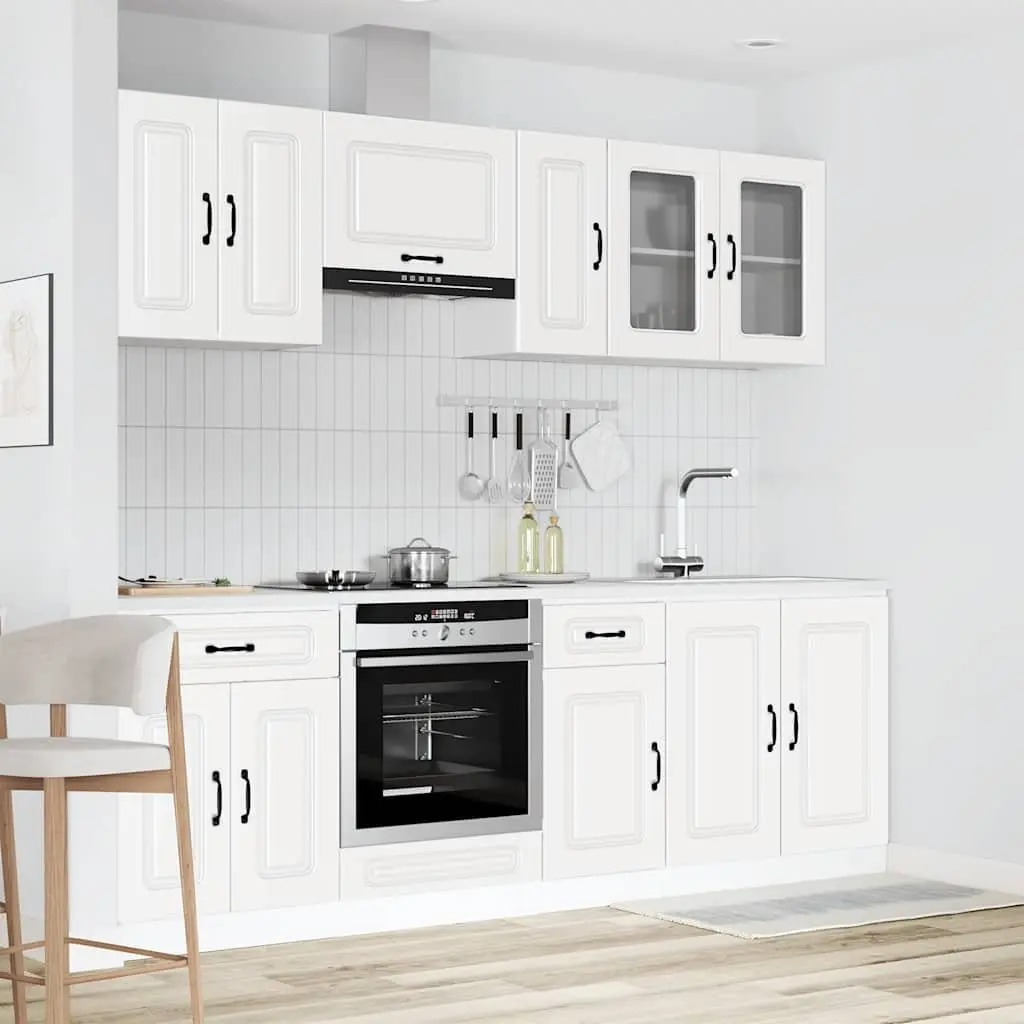 8 Piece Kitchen Cabinet Set White Engineered Wood Storage Furniture