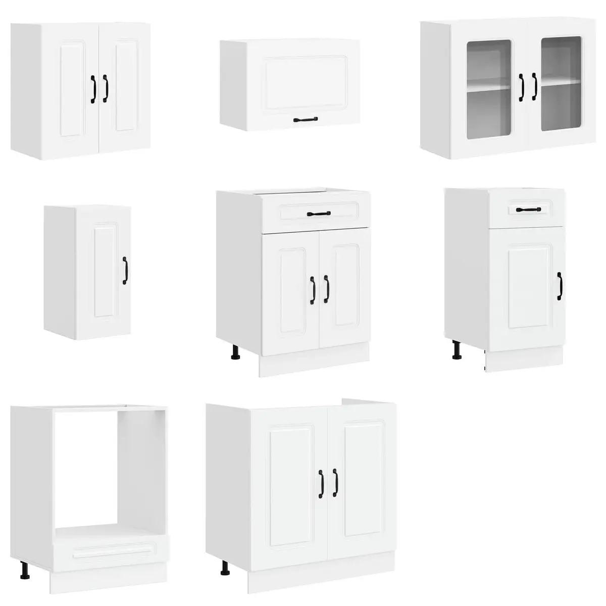 8 Piece Kitchen Cabinet Set White Engineered Wood Storage Furniture