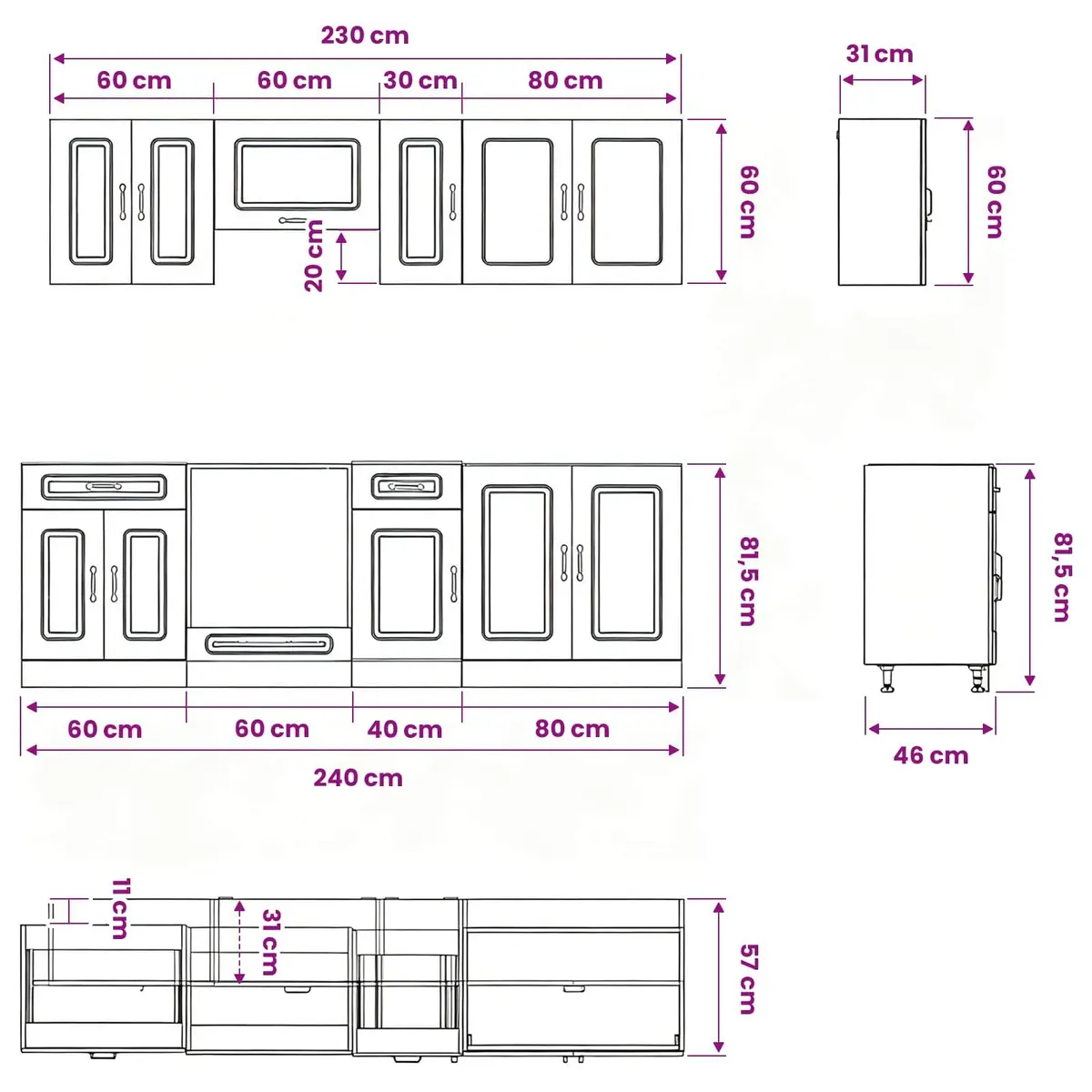 8 Piece Kitchen Cabinet Set White Engineered Wood Storage Furniture