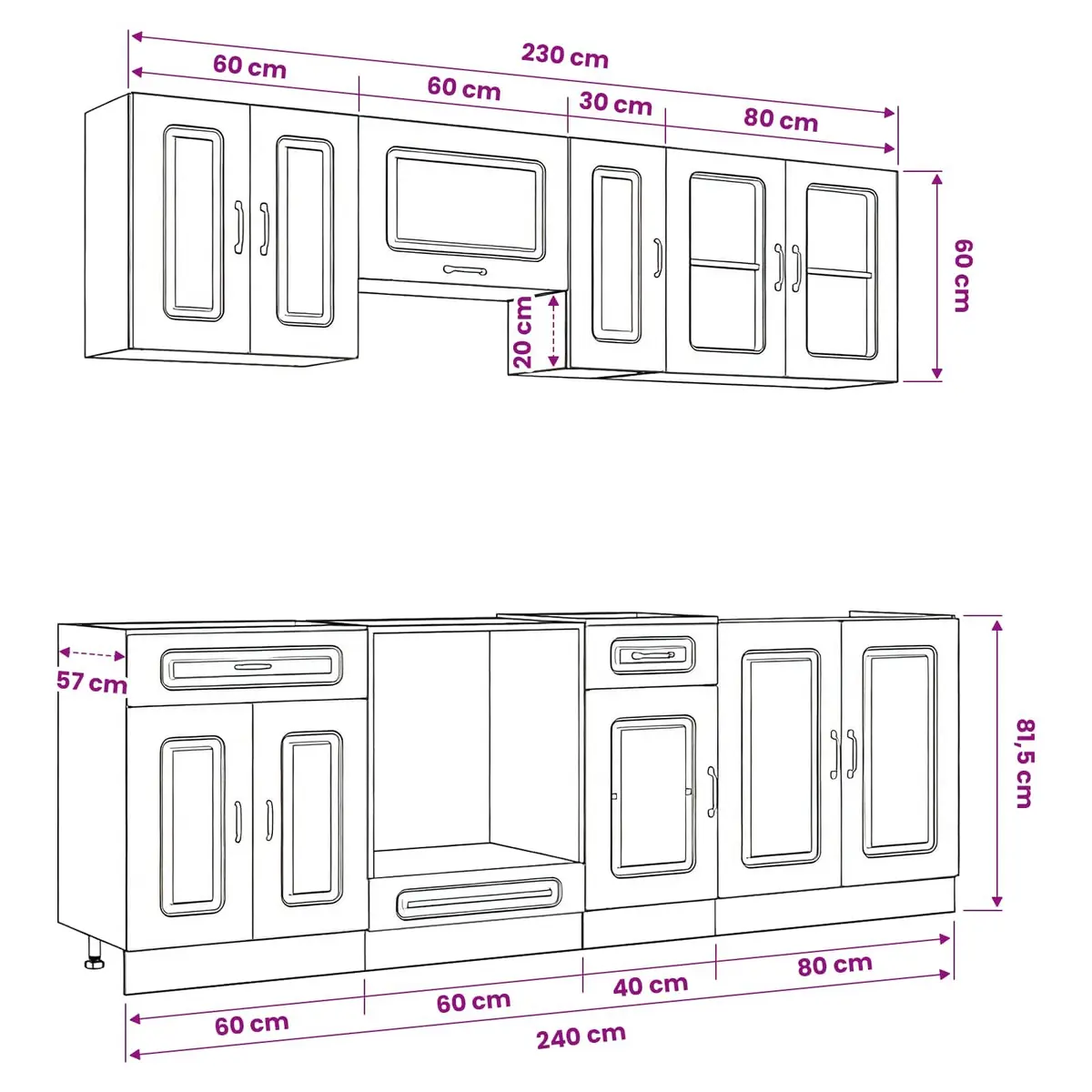 8 Piece Kitchen Cabinet Set White Engineered Wood Storage Furniture