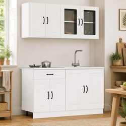 4-Piece White Kitchen Cabinet Set for Elegant Storage