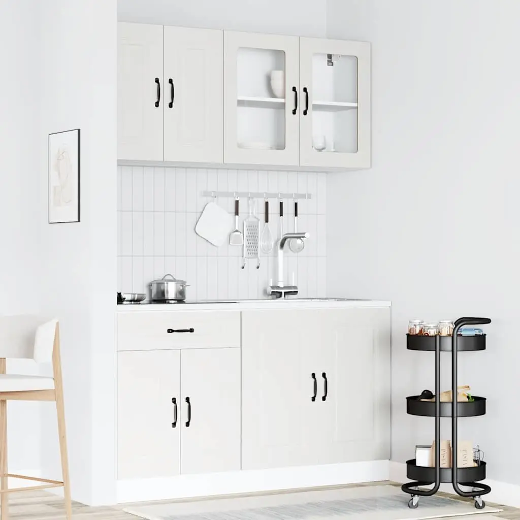 Kitchen Cabinet Set White 4 Piece Engineered Wood Storage Cupboards