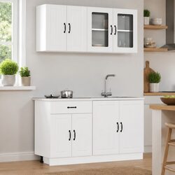 4-Piece White Kitchen Cabinet Set for Storage