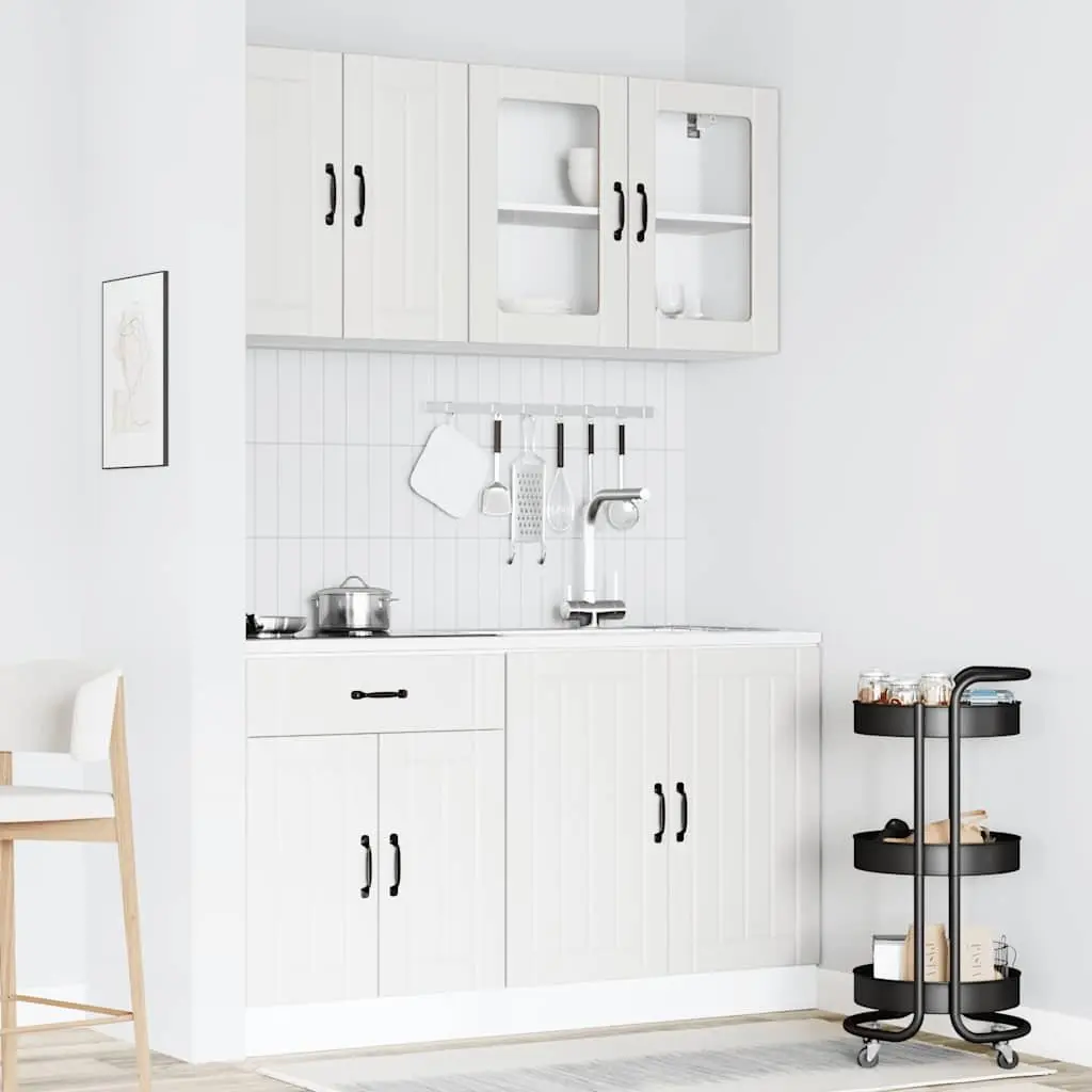 Kitchen Cabinet Set White 4 Piece Engineered Wood Storage Cupboard