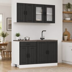 Warm Black 4-Piece Kitchen Cabinet Set