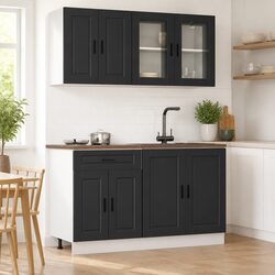 Warm Black Kitchen Cabinet Set for Cozy Spaces