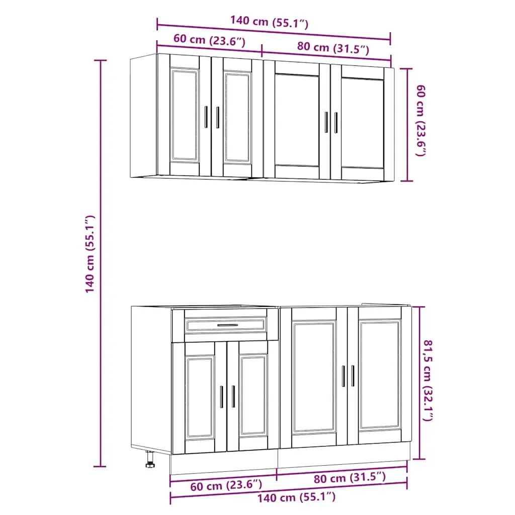 4 Piece Kitchen Cabinet Set White High Gloss Engineered Wood