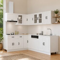 White 11-Piece Kitchen Cabinet Set with Adjustable Feet