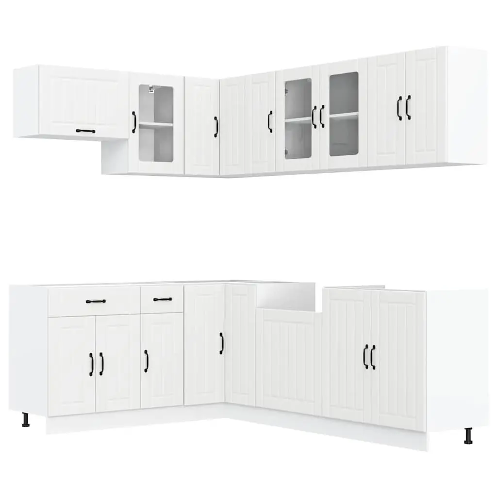 Kitchen Cabinet Set White 11 Piece Engineered Wood Storage Cupboards