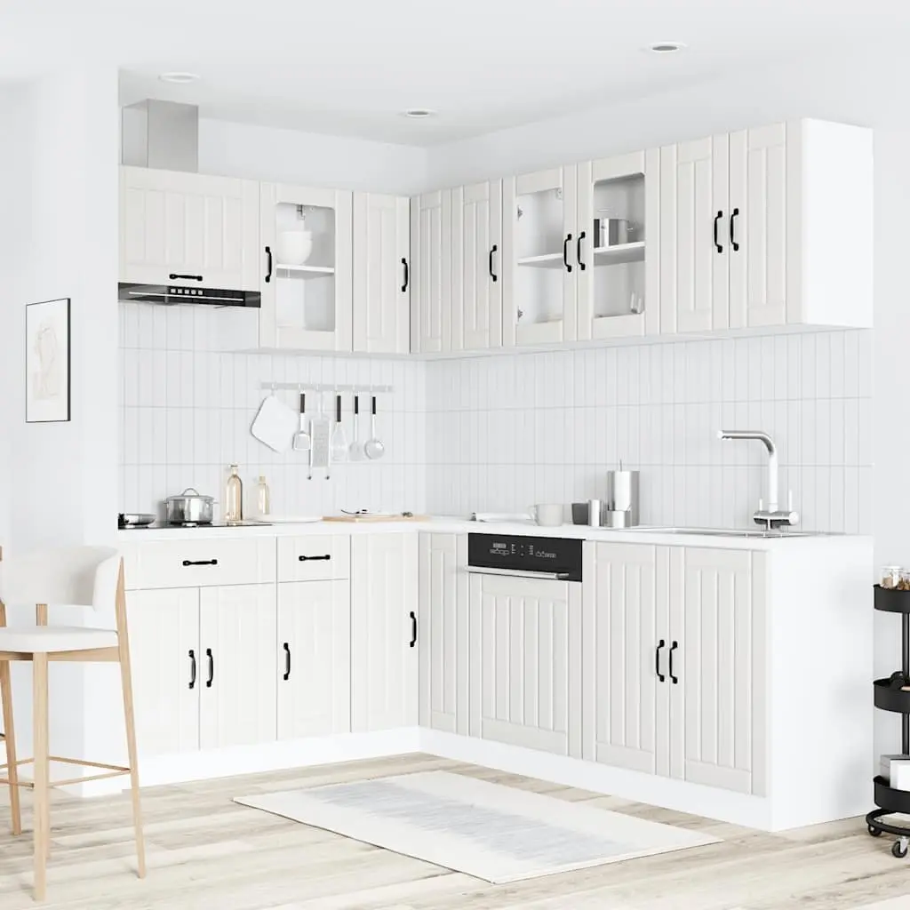 Kitchen Cabinet Set White 11 Piece Engineered Wood Storage Cupboards