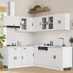 11-Piece White Kitchen Cabinet Set with Adjustable Feet