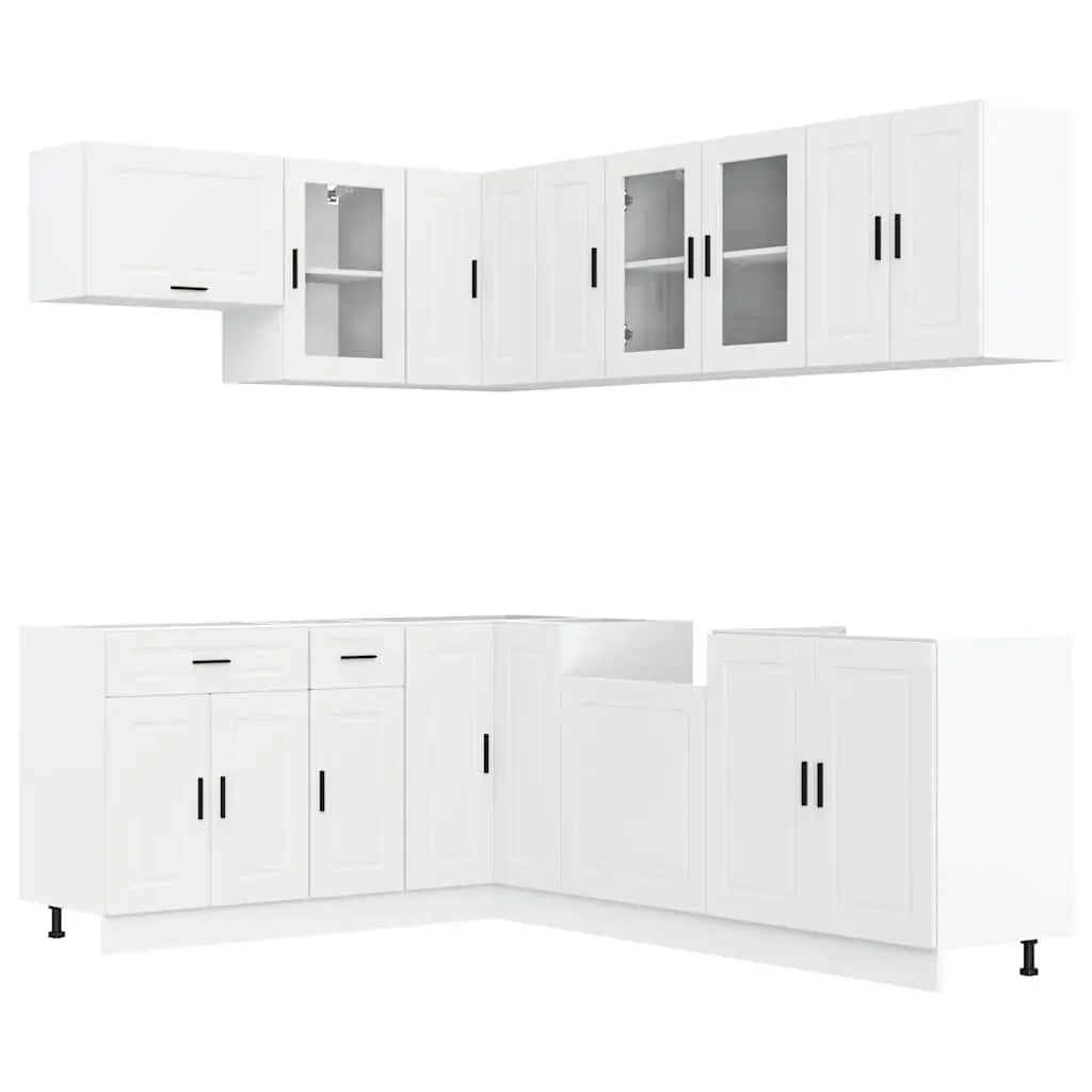 Kitchen Cabinet Set White 11 Piece Engineered Wood Storage
