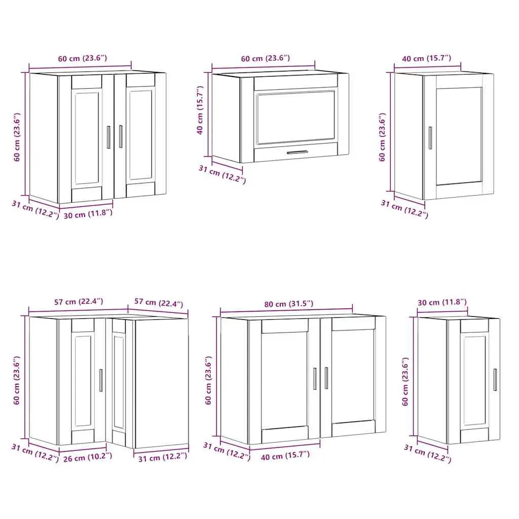 Kitchen Cabinet Set White 11 Piece Engineered Wood Storage