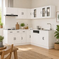 Inviting Kitchen Cabinet Set 11 Piece White Storage