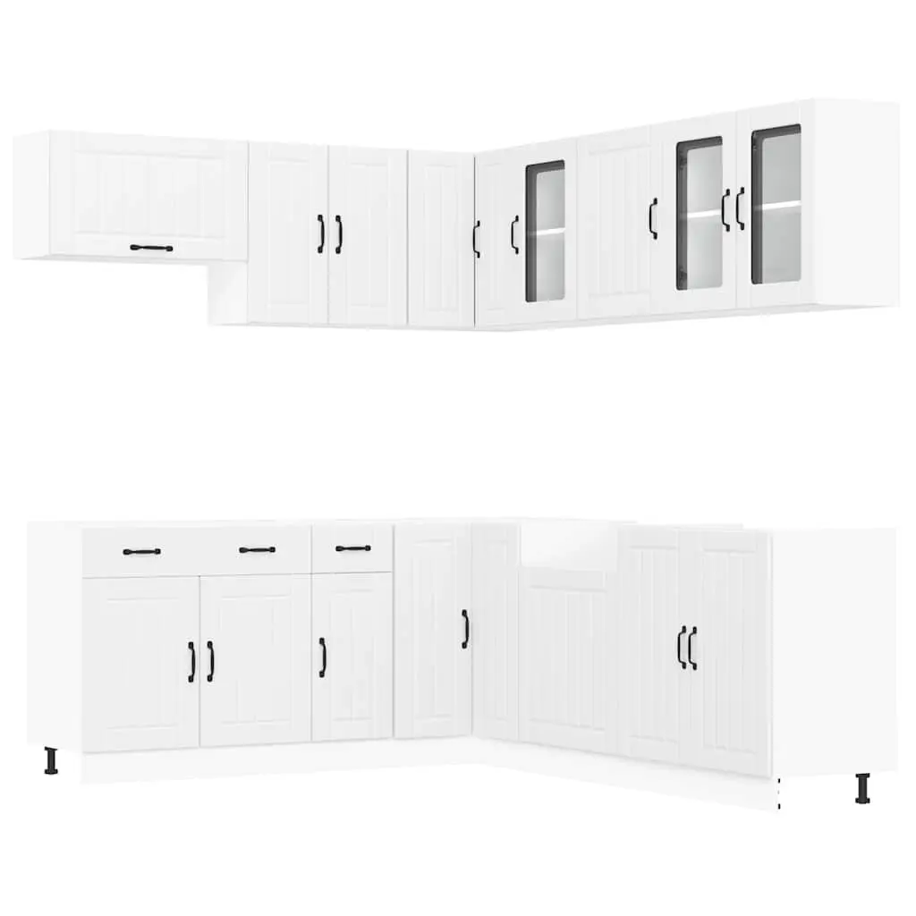 11 Piece Engineered Wood Kitchen Cabinet Set White Storage Cupboard