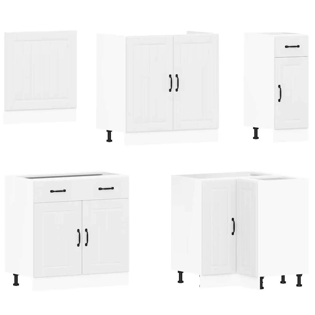 11 Piece Engineered Wood Kitchen Cabinet Set White Storage Cupboard