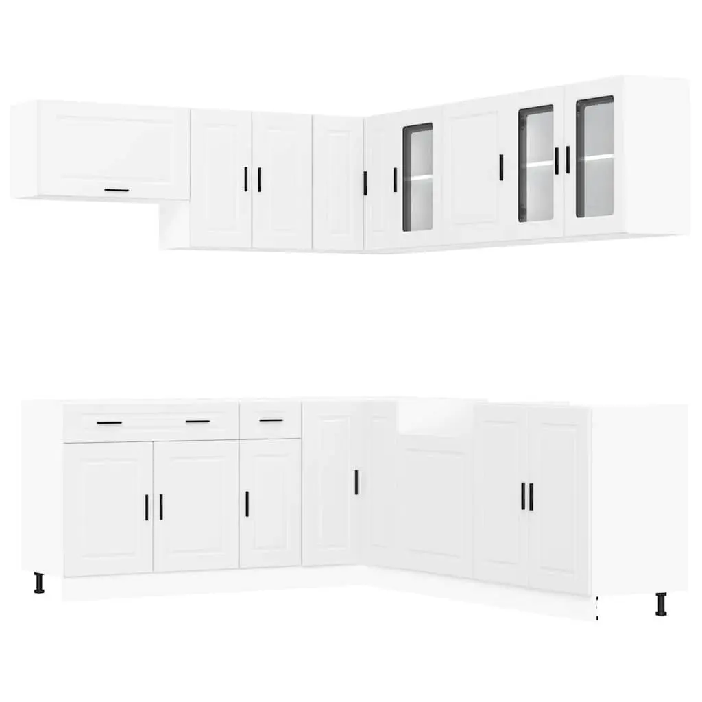11 Piece Engineered Wood Kitchen Cabinet Set White Storage Furniture Cupboard