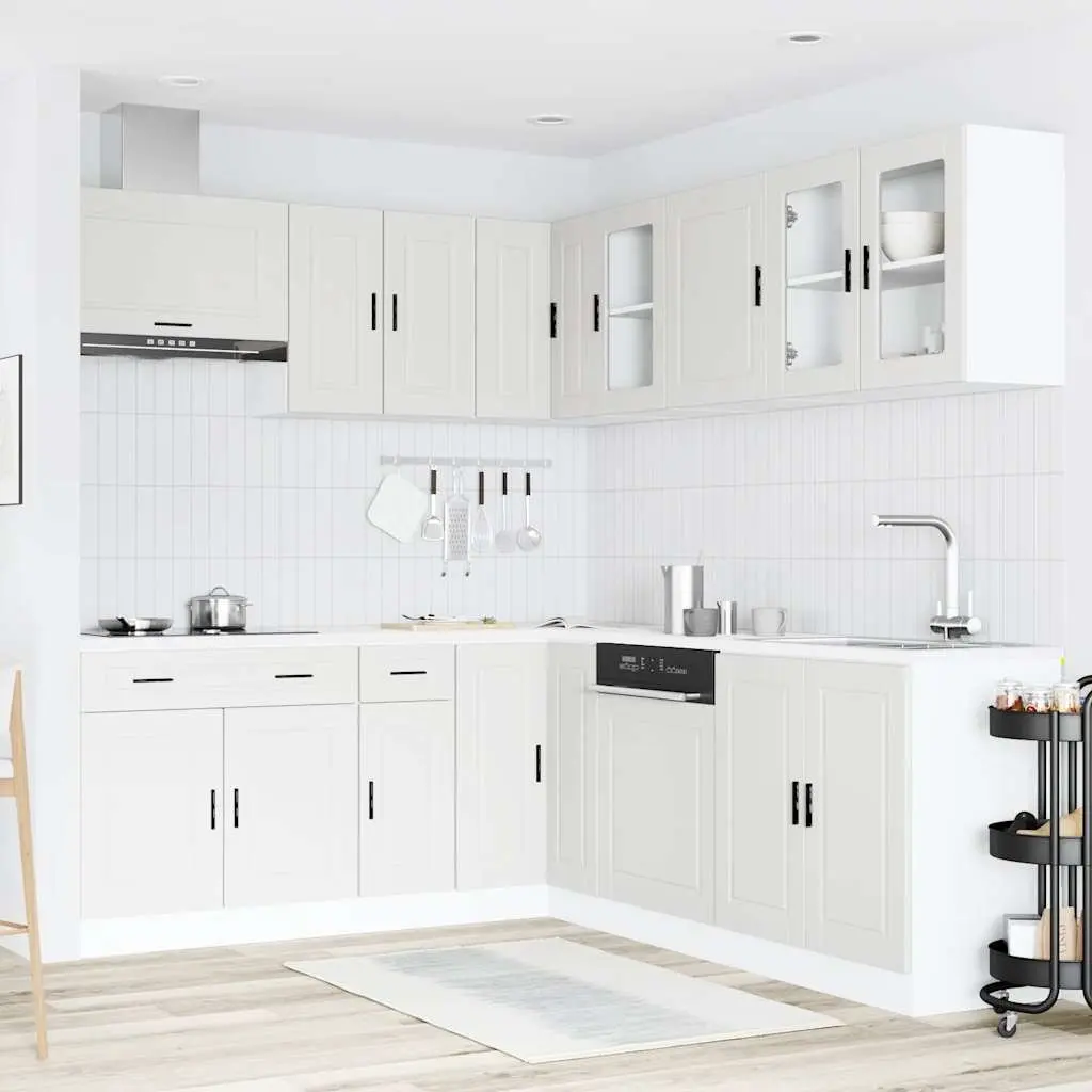 11 Piece Engineered Wood Kitchen Cabinet Set White Storage Furniture Cupboard